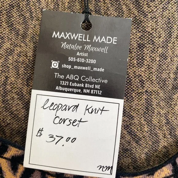 Maxwell Made Leopard Print Knit Corset Sleeveless Top NWT Women's Size Medium - Picture 3 of 11